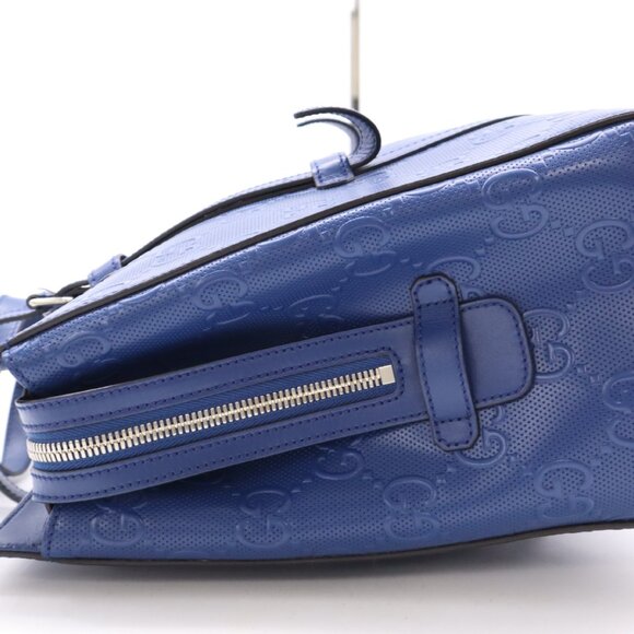 GUCCI Blue GG embossed leather tote bag - Picture 3 of 12